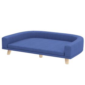 Dog Sofa Couch Bed With Washable Cushion For Large Dogs, Blue (Color: Blue)