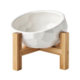 Pet bowl oblique mouth dog bowl method bucket food bowl (Option: White 2pcs)
