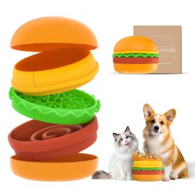 Hamburger Appearance Pet Dog Bowl Combination Multi-layer Five-in-one (Color: Orange)