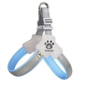 Pet Dog Harness, Pet Harness With LeashSet, Adjustable Puppy Harness ComfortableReflective Easy Control Dog With Leather Leash,.No-Pull No Choke P (Option: Blue-S)