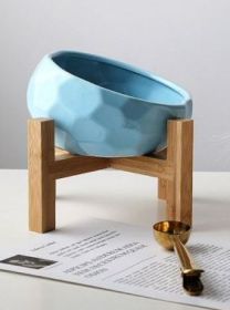 Pet bowl oblique mouth food bowl dog bowl method bucket food bowl (Option: Blue)