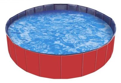 Foldable Pet Swimming Pool PVC Kiddie Baby Dog Swim Pool Bathing Tub Playmat Kids Pools (Option: Red)