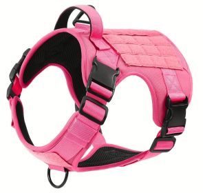 American Local Tactical Pet Boobs Service Dog Harness Vest Adjustable Reflective Dog Harness Metal Buckle Hiking Training (Option: Pink-S)