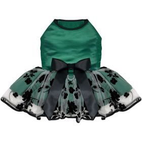 Green and Black Satin Dog Dress (size: X-Small)