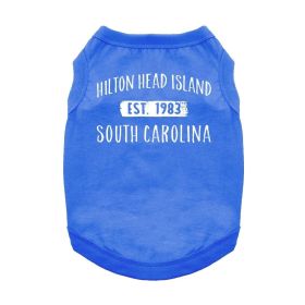 Hilton Head Island, SC Dog Shirt (Color: Blue, size: X-Small)